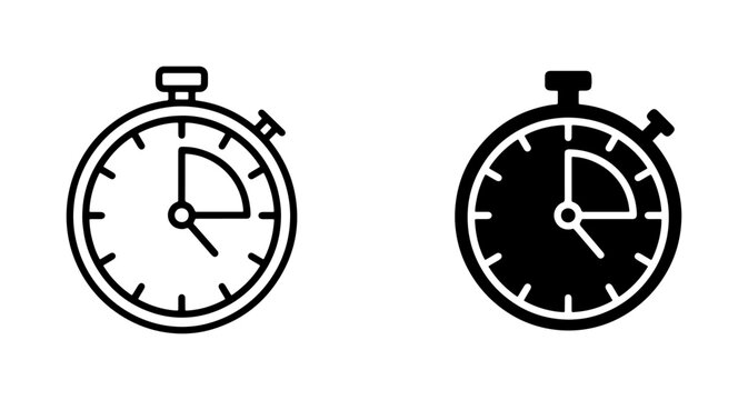 Stopwatch Icons, Time Measurement Vector Graphics, Countdown Timer Symbols, Chronometer Illustration