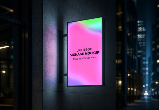 Realistic Outdoor Lightbox Signage Mockup
