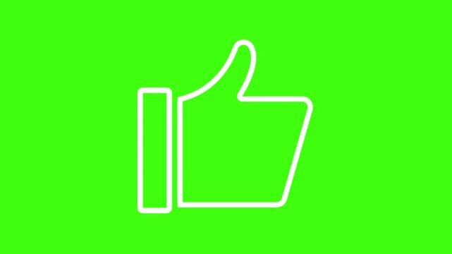 Minimalist Thumbs Up Line Icon Animation on Green Screen