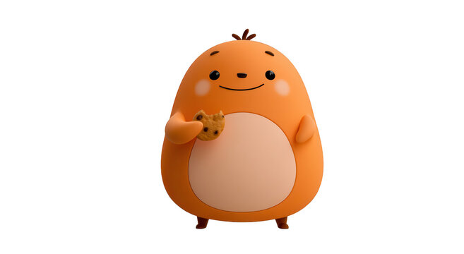 Cute orange cartoon character holding a cookie