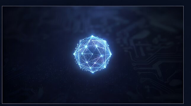 Neon Vertex Sphere: Digital Circuitry and Glowing Geometric Networks