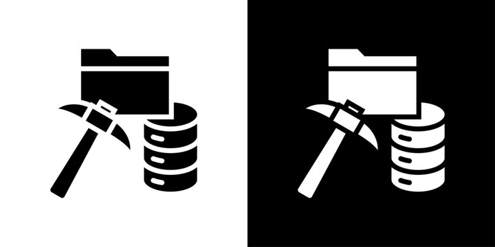Data Mining Icon Sheet Black And White