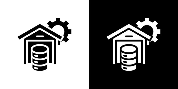 Data Warehouse Icon Sheet Black And White
