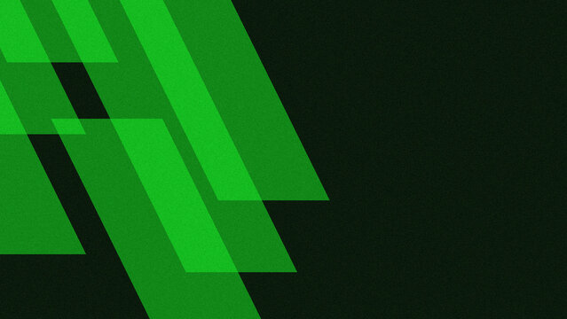 Abstract Green Geometric Shapes on the Left Side with Dark Copy Space and Grainy Texture.