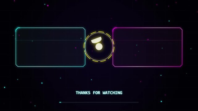 Animated digital video outro template with subscribe button and glitch effect