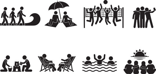 Fototapeta premium People Beach Summer Activity Icons