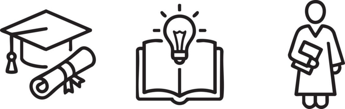 Educational Success and Student Graduation Knowledge Icons