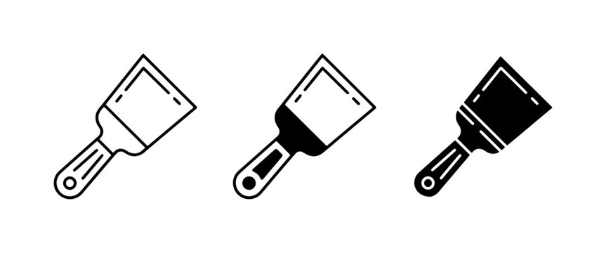 Putty Knife Icons, Spatula Tools, Scraper Vector Set, Home Renovation & DIY