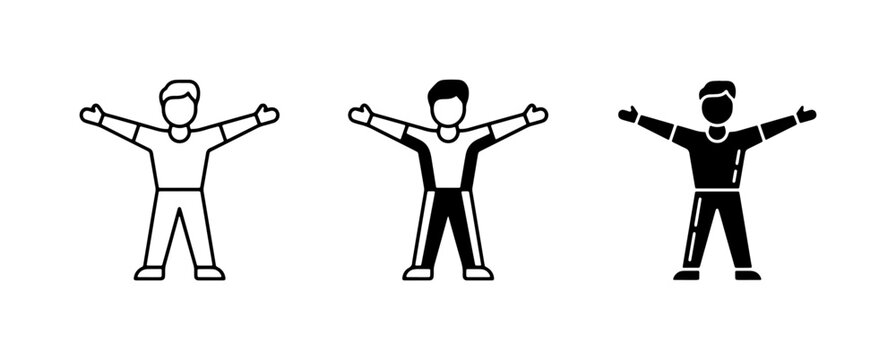 Fitness Icons Set: Jumping Jacks, Exercise, Workout, Active Lifestyle, Silhouette, Line Art