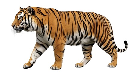 Obraz premium Majestic tiger walking in profile view.