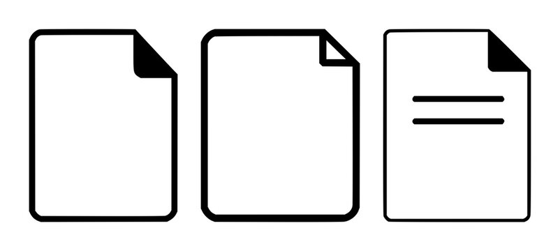 Patent document icon set with simple monochrome graphic design featuring patent, document, legal with iconography and business technology