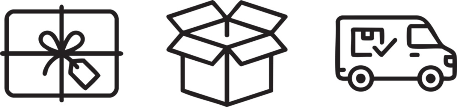 Parcel Box Order and Shipping Logistics Icon Set