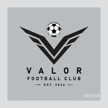 Valor football club wing logo with modern symbol