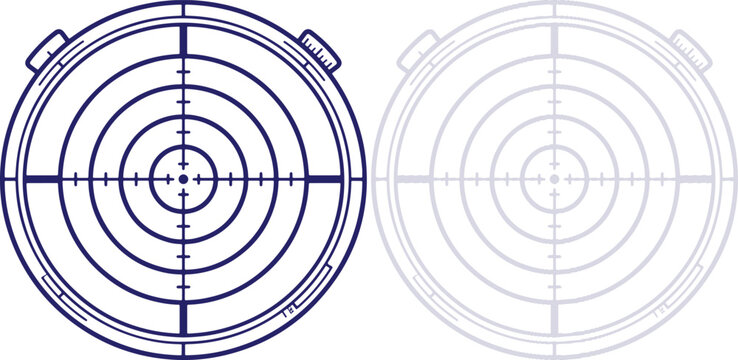 Sniper Scope Reticle Icon Set isolated on white background, vector illustration