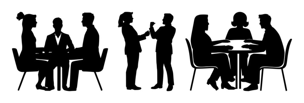 Collaboration team icon set with solid black silhouette on white background featuring teamwork, office, communication with collaboration and group