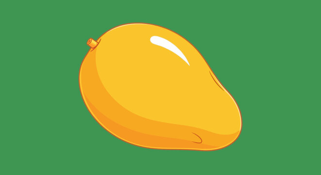 An illustration of a ripe mango on a green background