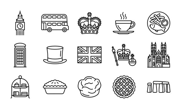 British Icons Collection: London Bus, Crown, Tea, Phone Booth, Big Ben, UK Symbols