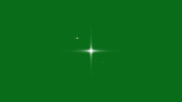 cartoon Star flat vector doodle sparkle, on green screen, shiny glowing stars, white doodle cartoon star shine animation, sparkling magical night sky, seamless looping starry sky festival overlay 4K