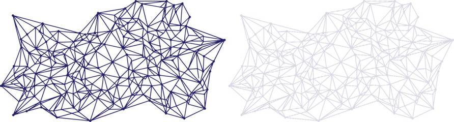 Obraz premium Blue Geometric Mesh Network Structure isolated on white background