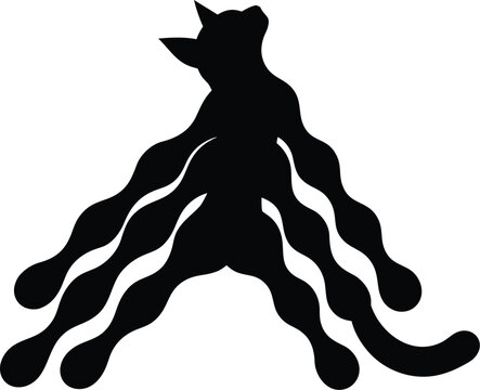 Black cat, tentacles, silhouette, vector, creepy, halloween, monster, feline, illustration, design element