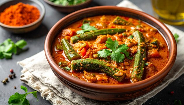 Indisches Bhindi Masala mit Okra und Curry