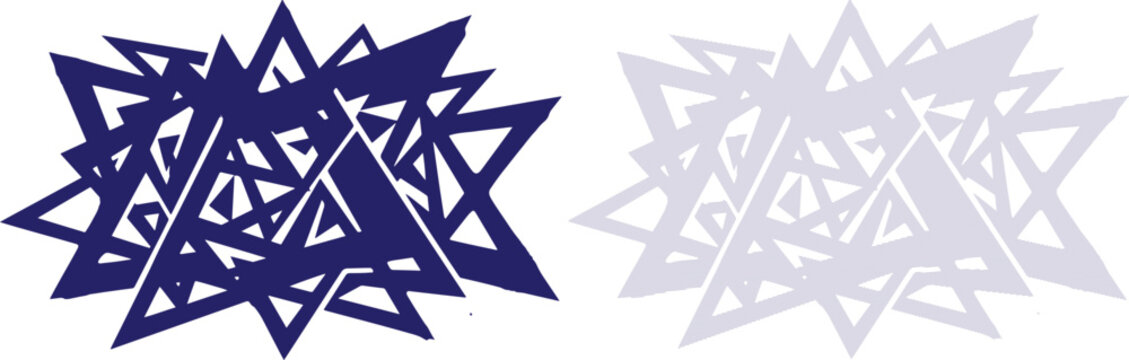 Abstract Geometric Triangle Pattern in Dark Blue and Light Grey Vector Illustration on a transparent background