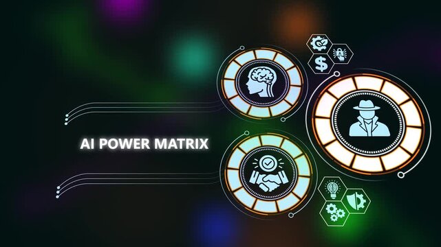 Ai power matrix: digital transformation and machine learning infographic