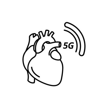 Human Heart With Fiveg Signal Illustration.