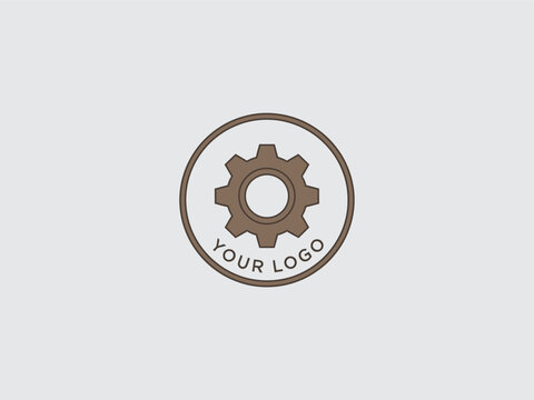 Brown Gear Icon with Custom Logo Space.