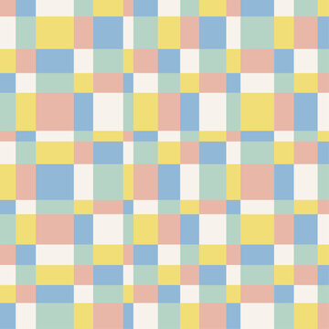 Motif mosa&iuml;que g&eacute;om&eacute;trique, quadrillage couleurs pastelles. Illustration abstraite, patchwork cr&eacute;atif tendance et vectoriel