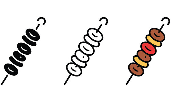 Meat skewer shish kebab vector illustration collection