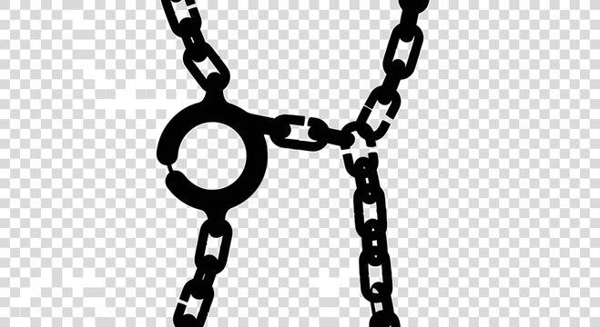 Broken Chain and Open Shackle Silhouette Symbolizing Freedom