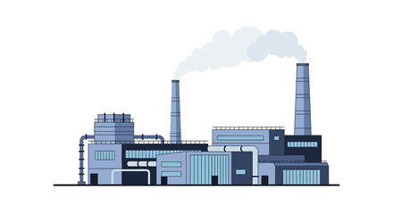 Obraz premium Industrial factory building with smoking chimneys and pipes