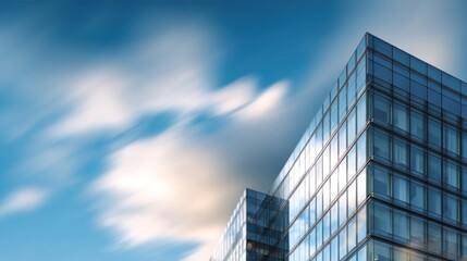 Fototapeta premium Modern glass office buildings against a blue sky