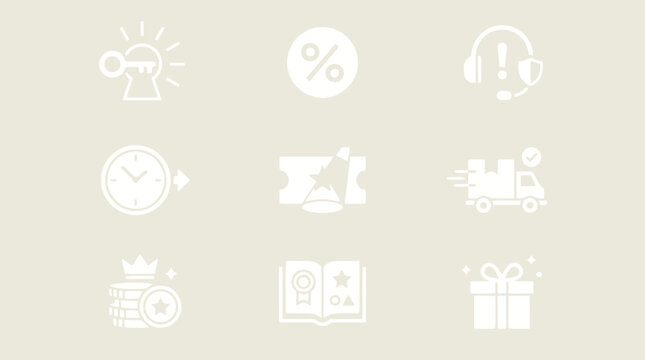 Business icons on light green background.