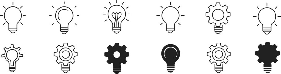 Combination of Light Bulb and Gear Icons Representing Ideas and Innovation creativity concept © Khadabox Mrida