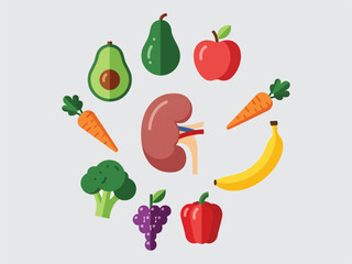 Fototapeta premium Human Liver Surrounded by Healthy Foods.