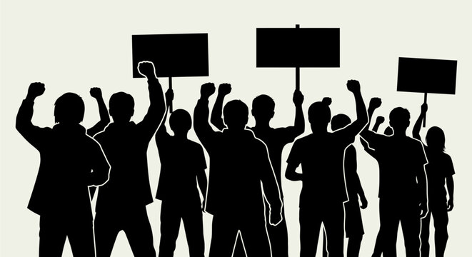 Group of people holding protest signs.
