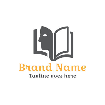 Book with face Logo. Fully vector file. CMYK color mode. Editable color. free font used, Easy to download.