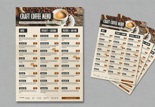 Coffee Menu Table Offer A4 or US Letter