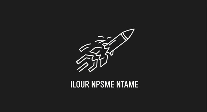 Clean Line Art Logo of a Rocket Launching with Speed Trails, Representing Innovation and Progress