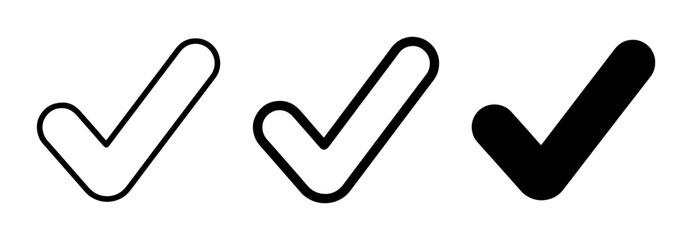 Checkmark Icons Set, Simple Tick Mark Symbols, Approved Yes Vote Graphics © Rakib