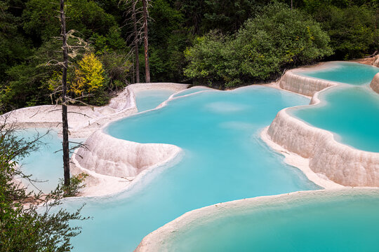 The scenery of the Immortal Pool Scenic Area in Jiuzhaigou County, Aba Prefecture, Sichuan Province, China