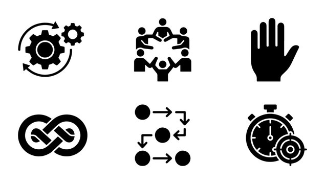 Business Process Icons: Workflow, Teamwork, Strategy, Agile, Project Management, Efficiency