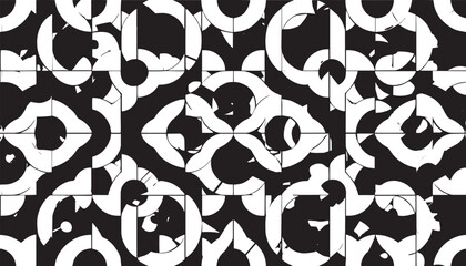 Fototapeta premium Seamless Abstract Geometric Pattern with Interlocking Circular Shapes