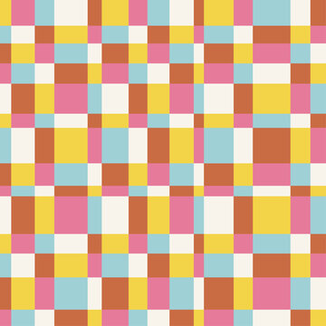 Motif mosa&iuml;que g&eacute;om&eacute;trique, quadrillage color&eacute;. Illustration abstraite, papier pain imprim&eacute; cr&eacute;atif tendance et vectoriel