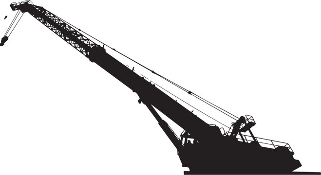 Black silhouette crane, construction equipment, industrial machinery, heavy duty