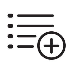 Fototapeta premium Add to Playlist Icon - List Menu with Plus Sign Vector Illustration