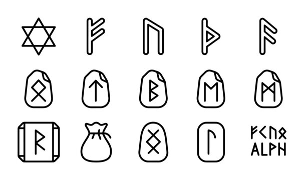 Ancient Runes Alphabet Set, Norse Symbols Collection, Occult Icons, Mystical Glyphs, Esoteric Symbols