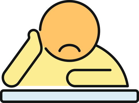 Simple illustration of a person feeling sad, tired, and apathetic